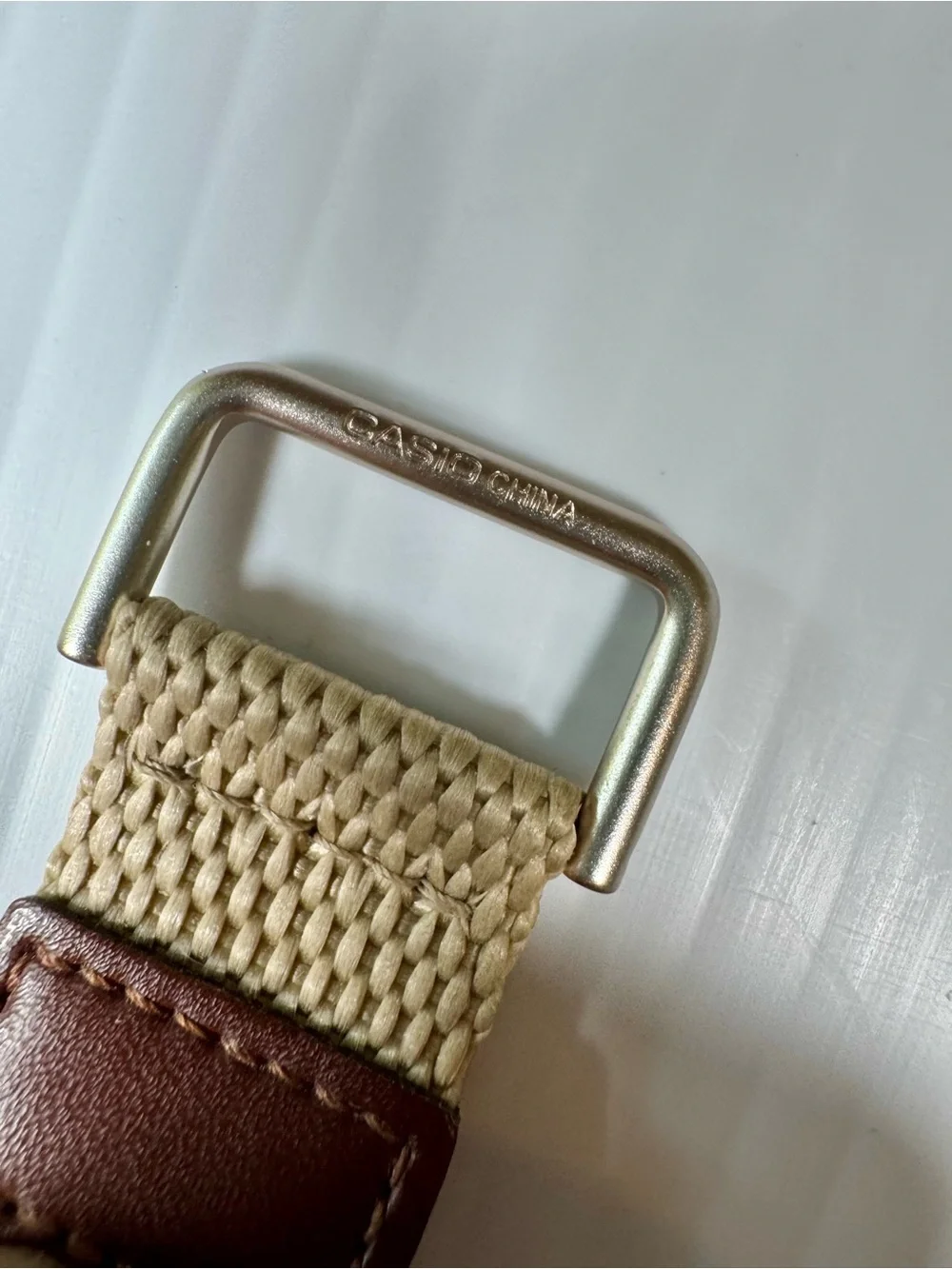 Casio Telememo AW80V-5BV Illuminator Brown Leather and Nylon Hook & Loop Strap